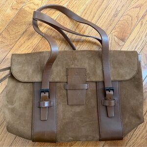 Authentic Vintage Gucci Suede & Leather Flap Shoulder Bag & Dust Bag